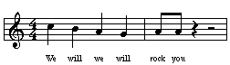 Two measure of 'We Will Rock You'